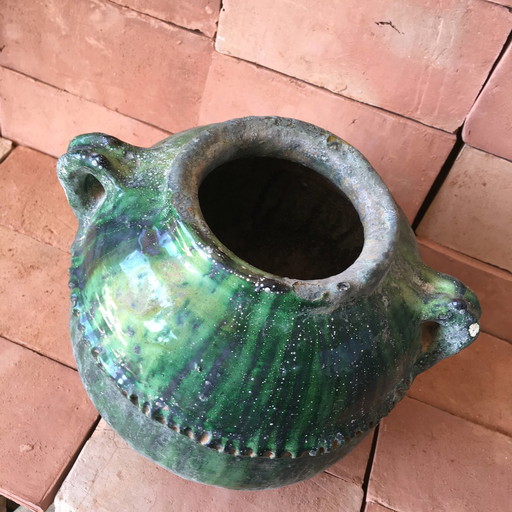 Vase Poterie De Tamegroute En Terre Cuite Émaillée 