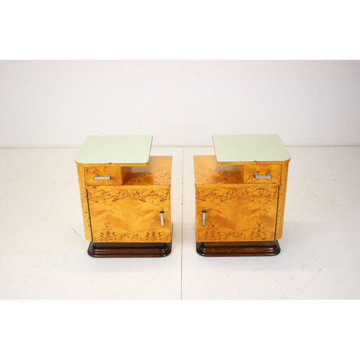 Paire de tables de nuit vintage par Jindřich Halabala pour Up závody, Tchécoslovaquie années 1950