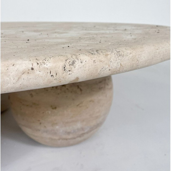 Image 1 of Table basse ronde vintage en travertin, Italie