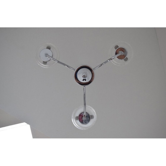 Image 1 of Lustre vintage en verre chromé, Tchécoslovaquie 1970