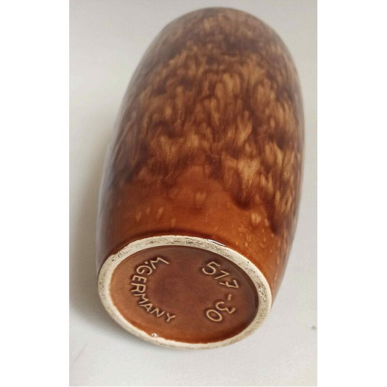Image 1 of Vase vintage en céramique beige-brun à effet marbré, Allemagne de l'Ouest 1970