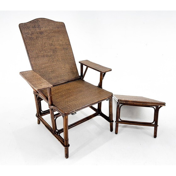 Image 1 of Chaise Vintage Art Déco en bambou et osier, France