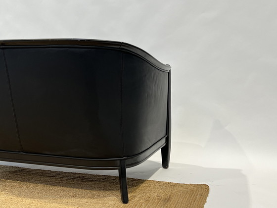 Image 1 of Canapé en cuir noir Giorgetti