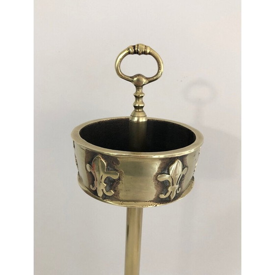 Image 1 of Cendrier vintage en bronze et laiton avec décoration de lys, 1940