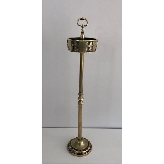 Image 1 of Cendrier vintage en bronze et laiton avec décoration de lys, 1940