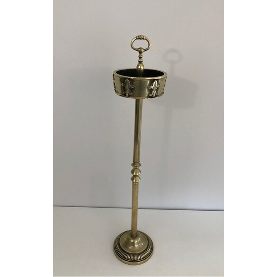 Image 1 of Cendrier vintage en bronze et laiton avec décoration de lys, 1940