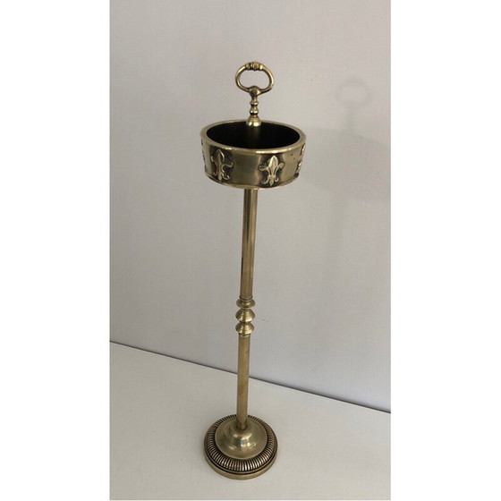 Image 1 of Cendrier vintage en bronze et laiton avec décoration de lys, 1940