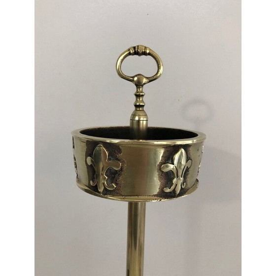 Image 1 of Cendrier vintage en bronze et laiton avec décoration de lys, 1940