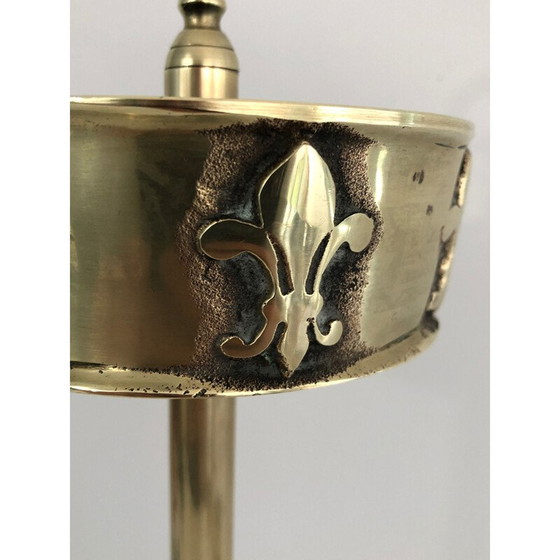 Image 1 of Cendrier vintage en bronze et laiton avec décoration de lys, 1940