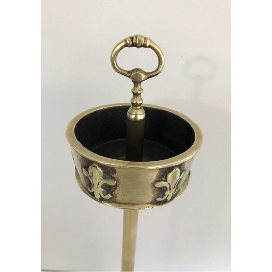Image 1 of Cendrier vintage en bronze et laiton avec décoration de lys, 1940