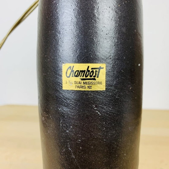 Image 1 of Lampe bouteille vintage en grès et corde