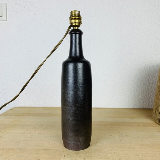 Lampe bouteille vintage en grès et corde