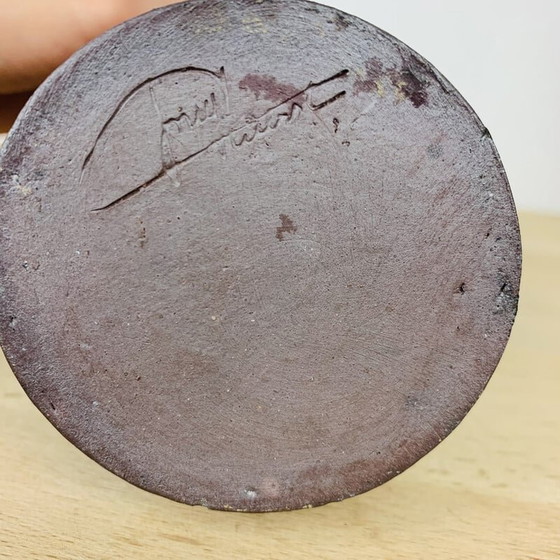 Image 1 of Lampe bouteille vintage en grès et corde