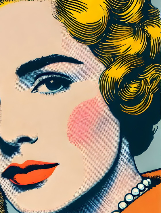 Image 1 of Femme et chat" Pop Art sur tissu