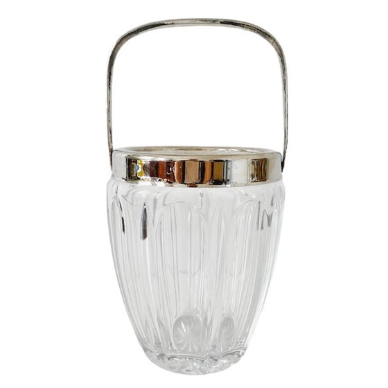 Image 1 of Seau à glace vintage en verre chromé 1960s