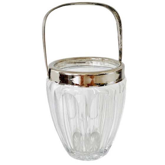 Image 1 of Seau à glace vintage en verre chromé 1960s