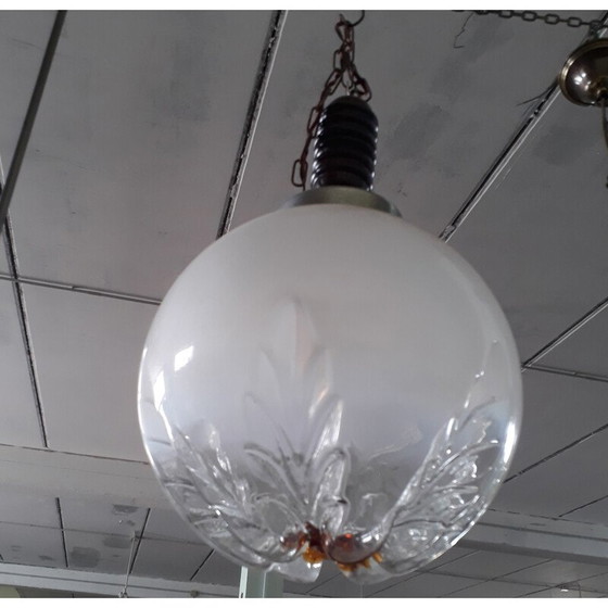 Image 1 of Suspension globe en verre de Murano du milieu du siècle par Mazzega, 1960s