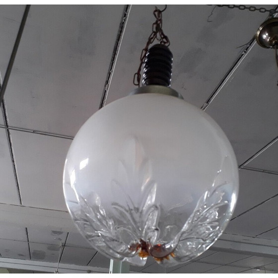 Image 1 of Suspension globe en verre de Murano du milieu du siècle par Mazzega, 1960s