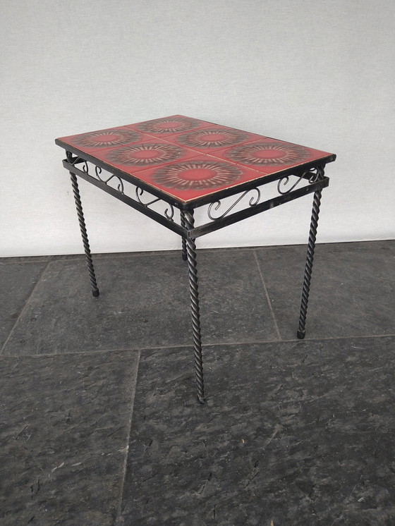 Image 1 of Table d'appoint vintage avec plateau en céramique