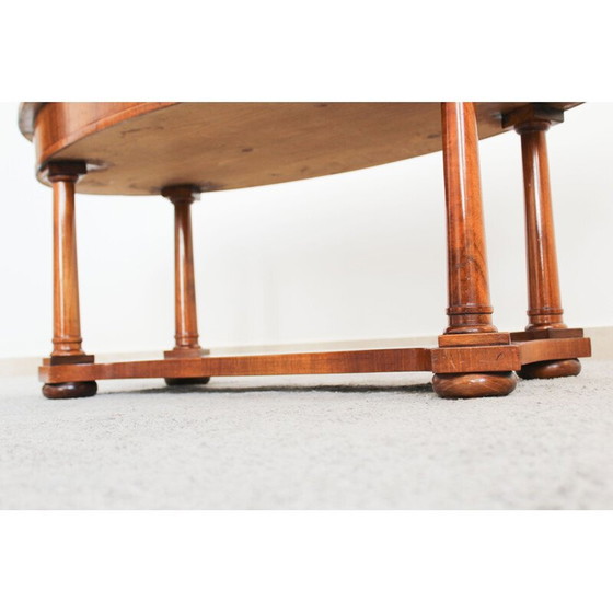 Image 1 of Table basse vintage avec 2 tiroirs latéraux en bois de noyer, Italie 1940