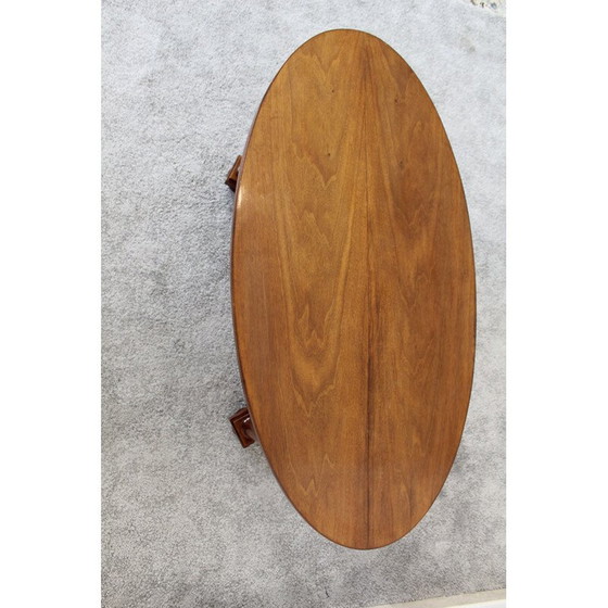 Image 1 of Table basse vintage avec 2 tiroirs latéraux en bois de noyer, Italie 1940