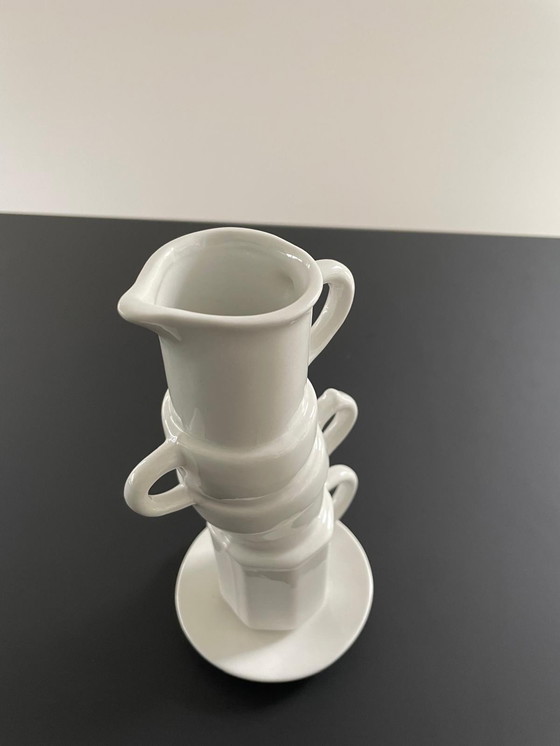 Image 1 of Vase de coupes empilées, céramique blanche