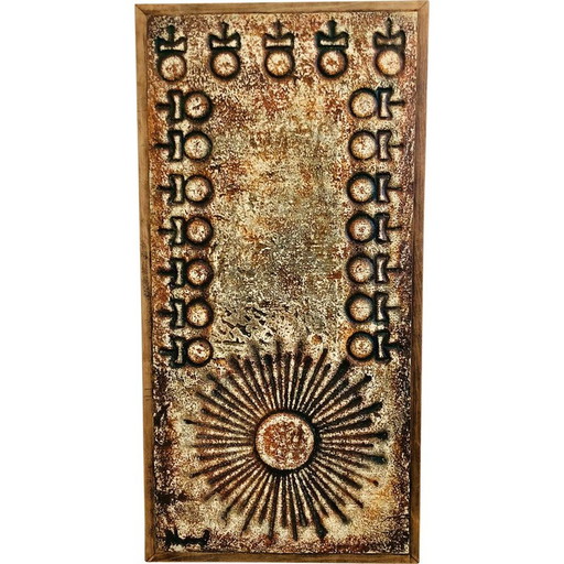 Plaque vintage en pierre de lave de François Chaty, 1960