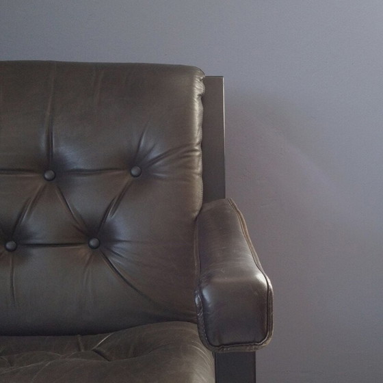 Image 1 of Fauteuil Siesta vintage pour Westnofa en cuir noir et bois de hêtre 1960