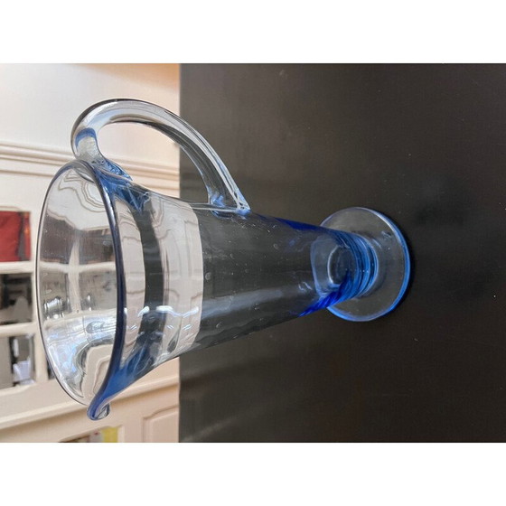 Image 1 of Pichet vintage en verre bleu, 1950