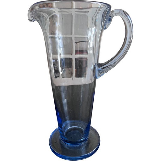 Pichet vintage en verre bleu, 1950