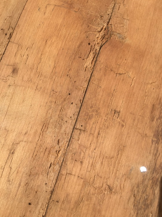 Image 1 of Table de ferme vintage en hêtre et cerisier