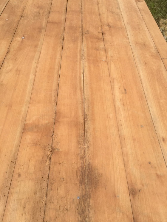 Image 1 of Table de ferme vintage en hêtre et cerisier