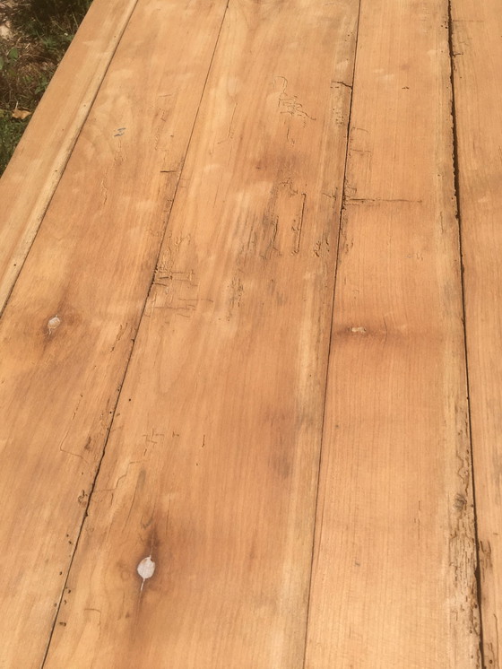 Image 1 of Table de ferme vintage en hêtre et cerisier