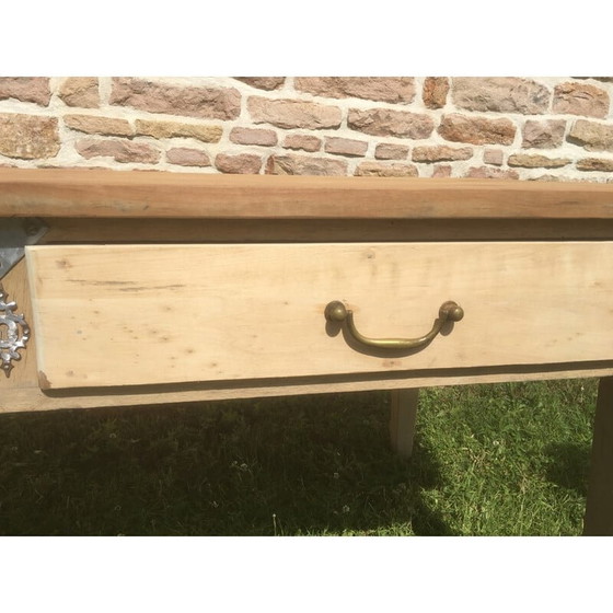 Image 1 of Table de ferme vintage en hêtre et cerisier