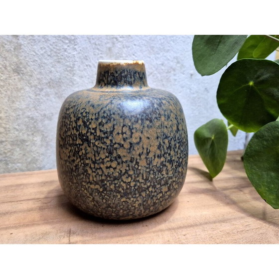 Image 1 of Vase vintage en grès brun Ced par Carl Harry Stålhane pour Rörstrand Suède