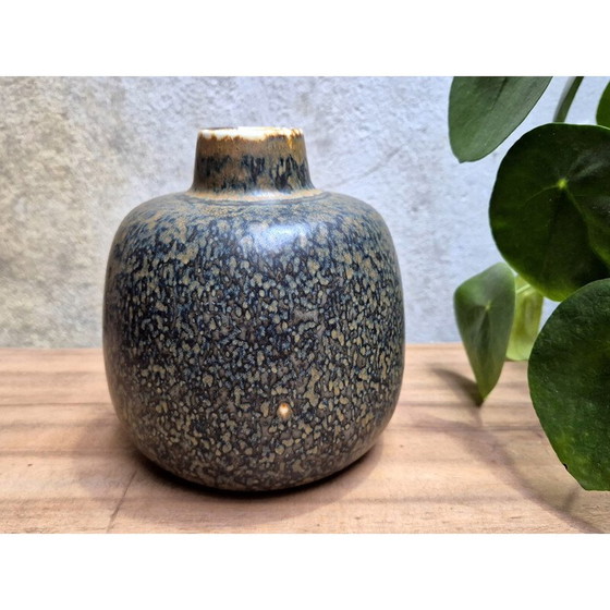 Image 1 of Vase vintage en grès brun Ced par Carl Harry Stålhane pour Rörstrand Suède