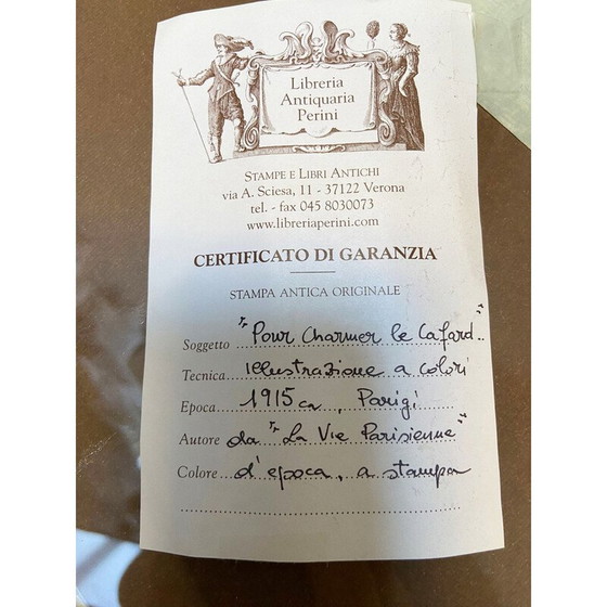 Image 1 of Peinture vintage "La vie parisienne pour charmer le cafard" avec cadre en aluminium, 1913