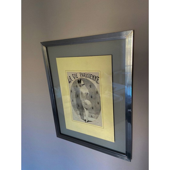 Image 1 of Peinture vintage "La vie parisienne pour charmer le cafard" avec cadre en aluminium, 1913