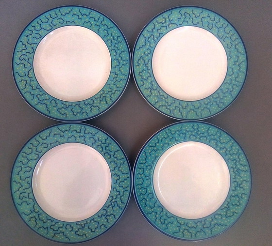 Image 1 of 4X Rare Pagnossin Postmodern/Memphis Milano Design Plates 1980's