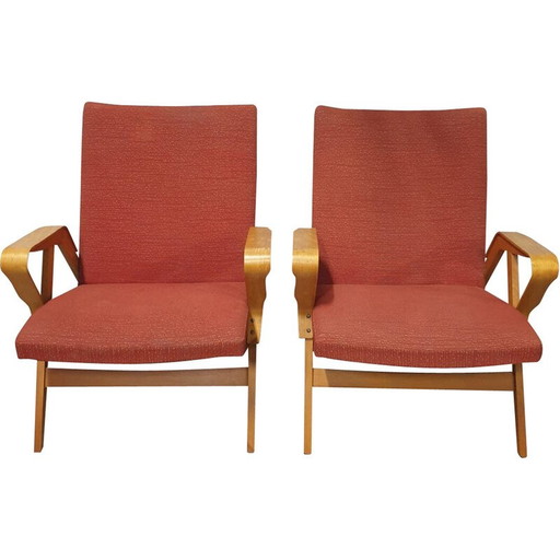Paire de fauteuils vintage en bois courbé de František Jirák pour Tatra Nabytok, Tchécoslovaquie 1970