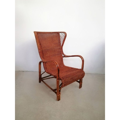 Fauteuil vintage en osier par Eugenia Alberti Reggio pour Ciceri, 1950s