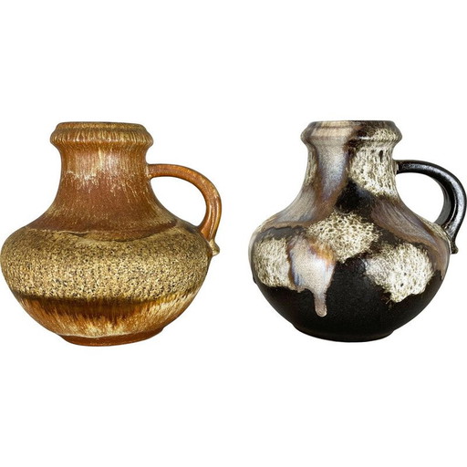 Paire de vases en poterie "Multi-Color" de Scheurich, Allemagne, années 1970