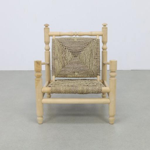 Fauteuil vintage Chaise basse en corde 1970