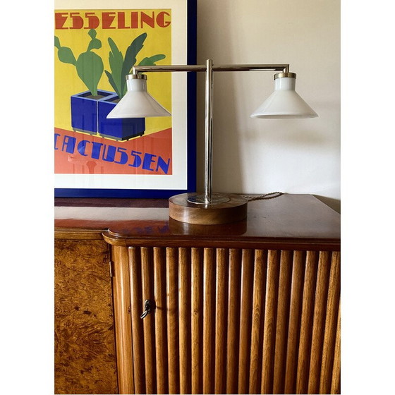 Image 1 of Lampe de table vintage en bois, Europe 1950