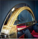 Lit vintage avec grand miroir - or noir - années 1970