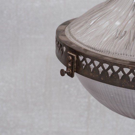 Image 1 of Lampe suspendue vintage en laiton et verre, France années 1930