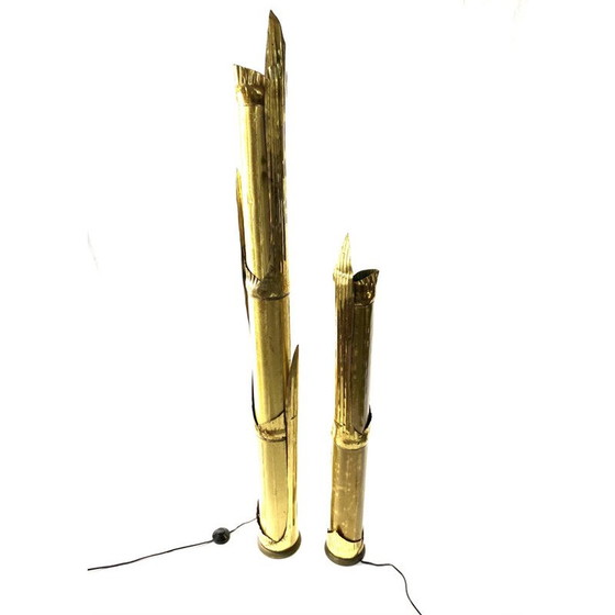 Image 1 of Paire de lampadaires vintage en laiton par Tommaso Barbi, 1970