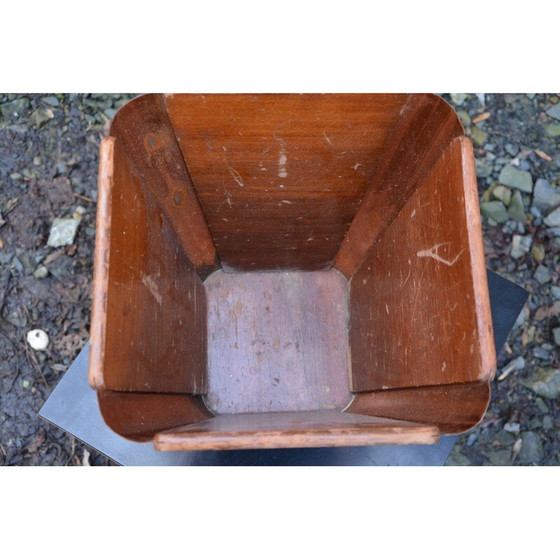 Image 1 of Corbeille à papier vintage en bois et cuivre, 1930