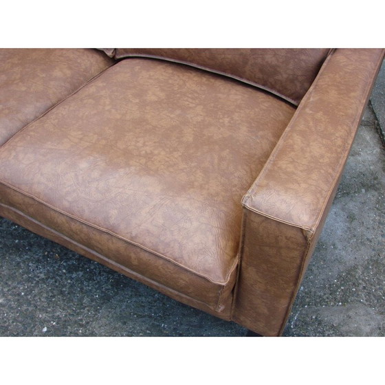 Image 1 of Canapé en cuir vintage moderniste, années 1980