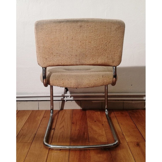 Image 1 of Fauteuil Strafor vintage en métal chromé et laine beige